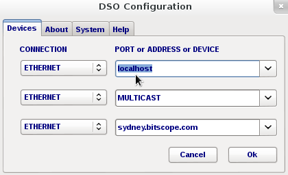 BitScope Server, localhost connection from DSO.