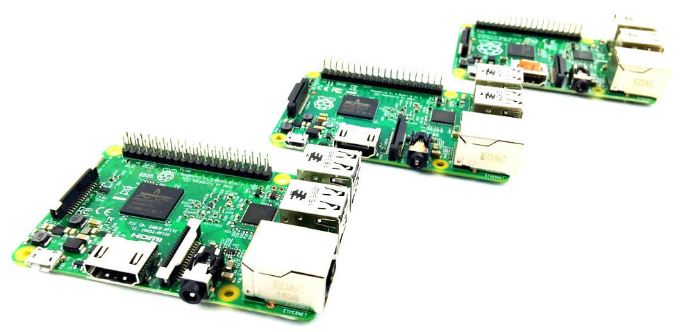 Raspberry Pi 3 Model B and friends.